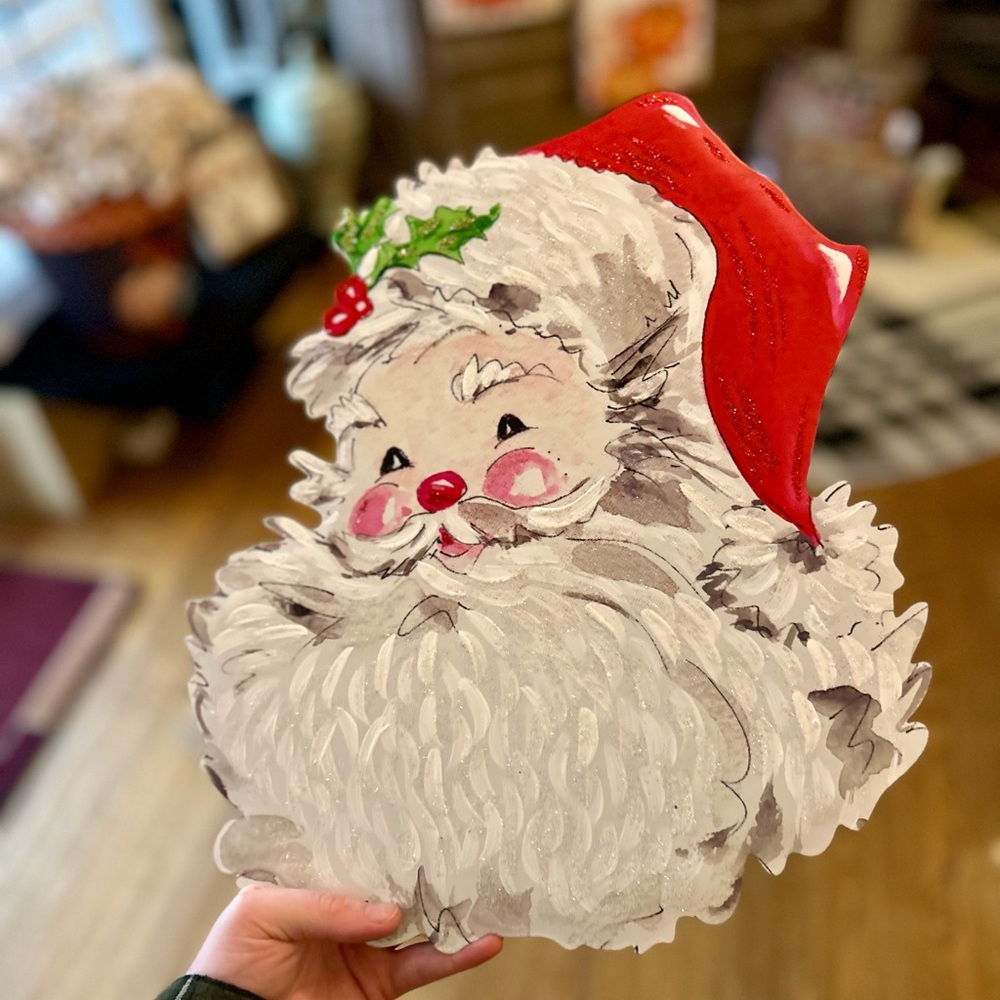 Red White Metal Santa Claus Stake Holiday Decoration